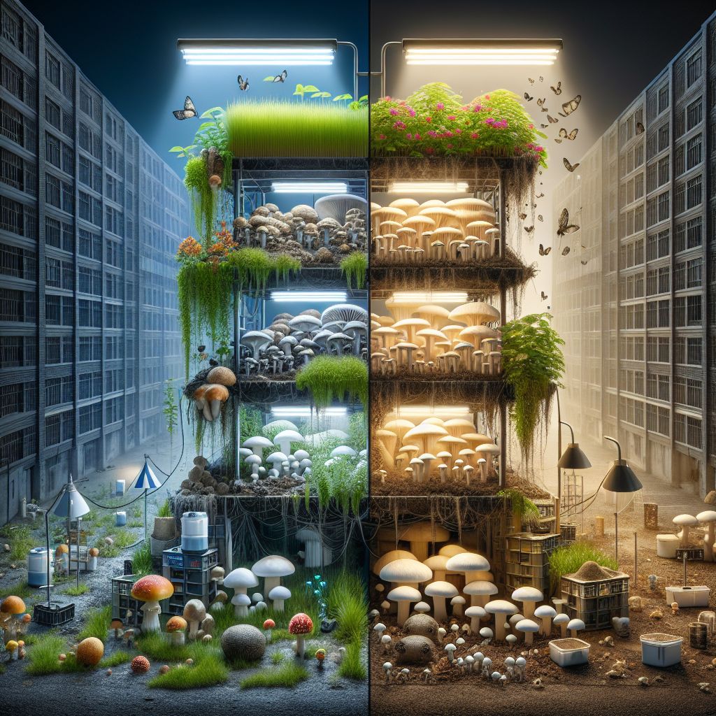 Contrast of urban mushroom farming challenges and solutions